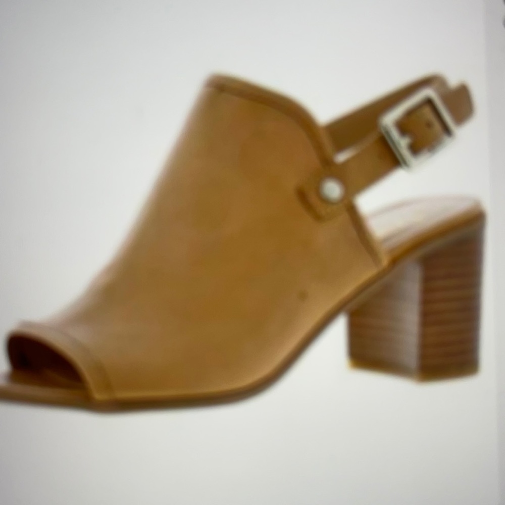 Neutral Leather Slingback Mule Sandals